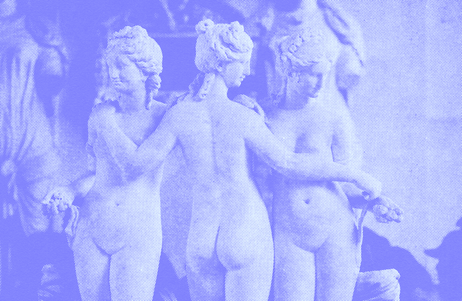 three nude nymph statues